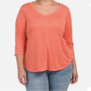 Tahari 2X NWT V-neck top 100% Linen